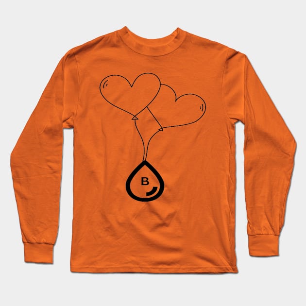 Heart with Blood Group B Long Sleeve T-Shirt by Bharat Parv